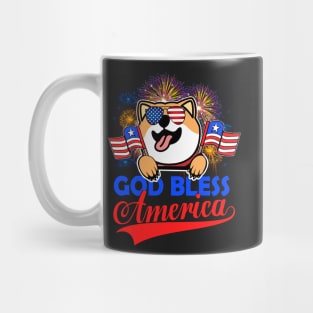 God Bless America 4th Of July Firework Dog Unisex Mug